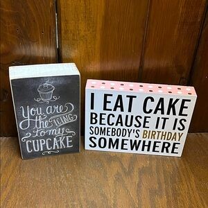 Decorative Wooden Cake/Cupcake Sign Set